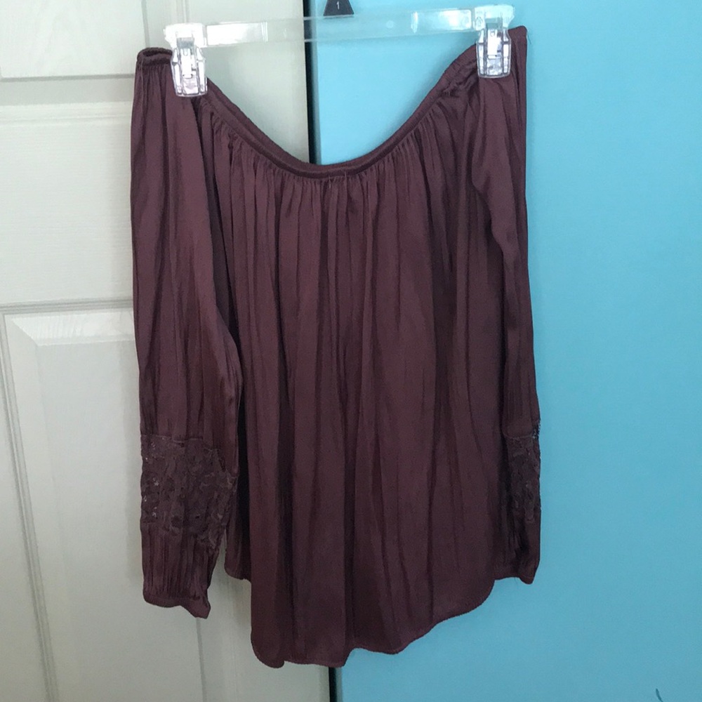 Off the shoulder silky shirt